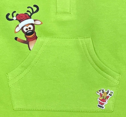 Cotton Blend Hoodie with Lining and Reindeer Print