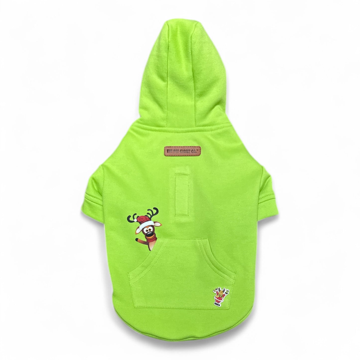 Cotton Blend Hoodie with Lining and Reindeer Print